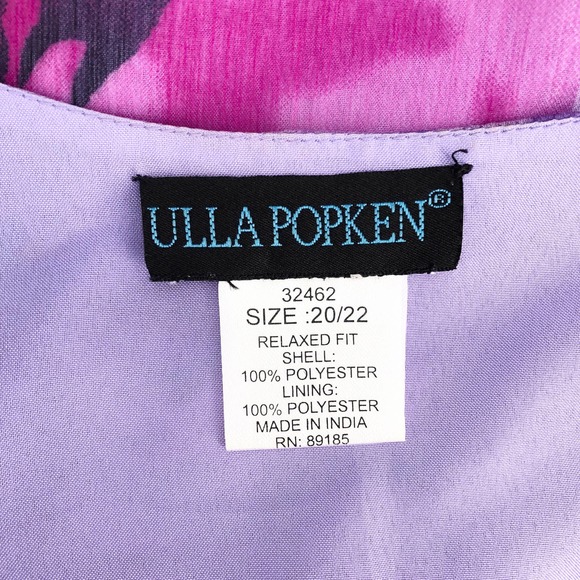 Ulla Popken Womens Size 20/22 Embellished Floral Blouse 3/4 Sleeve Relaxed Fit - Picture 7 of 8